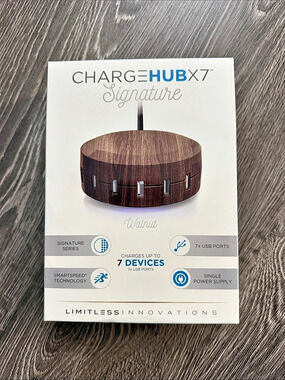 ChargeHub X7 Signature 7-Port USB Charging Station Brown NWT